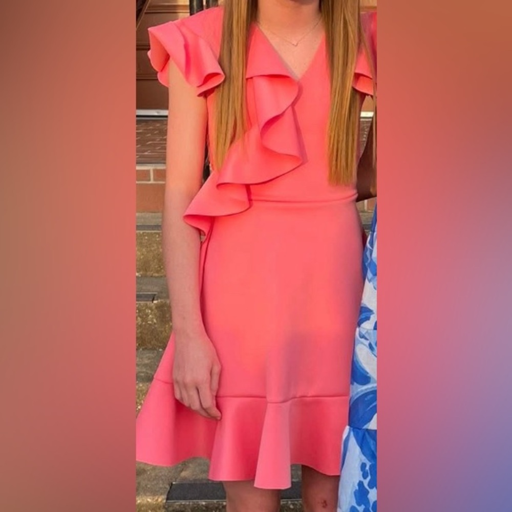 Bonnie Jean Coral Pink Ruffle Fit-and-Flare Dress